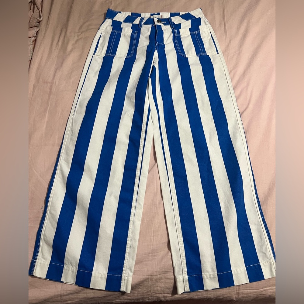 BDG Blue and White Striped Straight Leg Pants